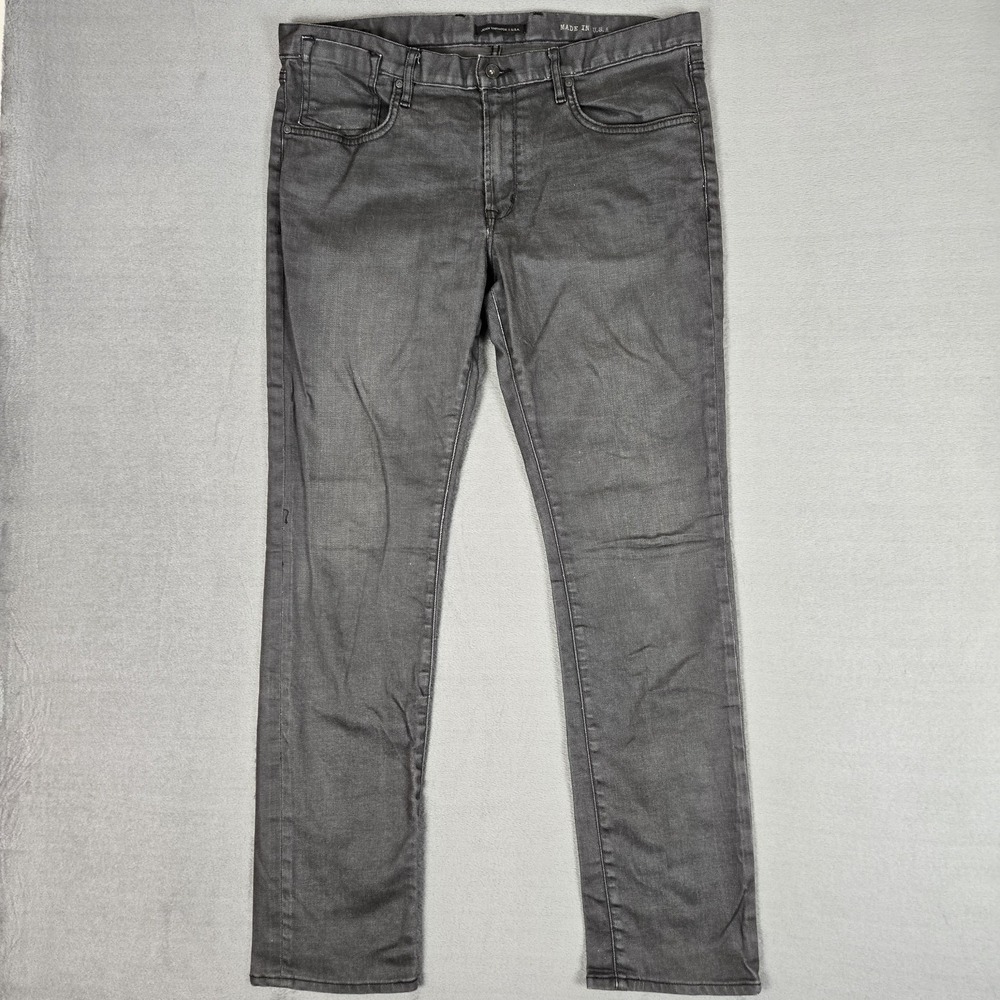 John Varvatos Jeans Mens 38x33 Gray Bowery Slim Straight Denim Made In USA